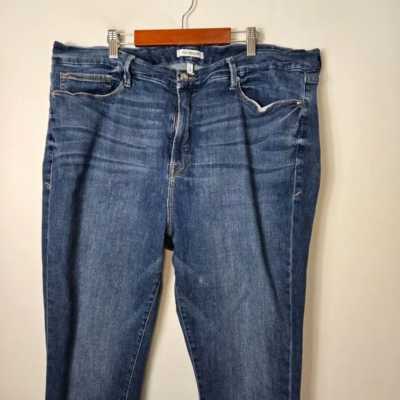 Good American Good Legs Size 24 Plus Raw Hem Skinny Stretchy Blue Jeans - Picture 2 of 14